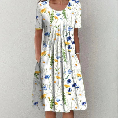 Floral A-Line Flared Maxi Dress with Sleeveless for Women