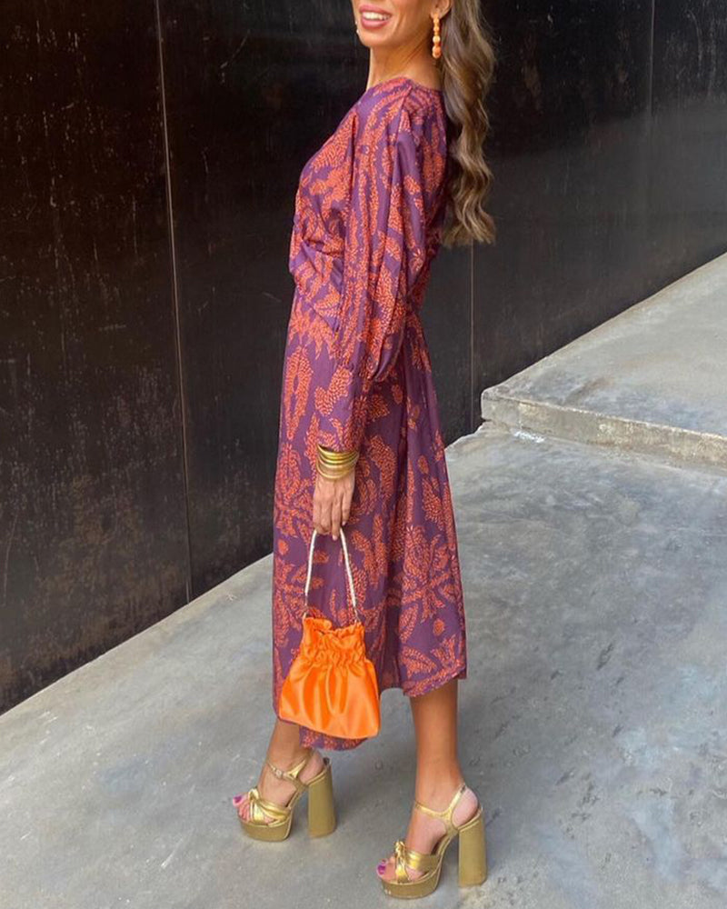 Printed Flowing Midi Dress for Women