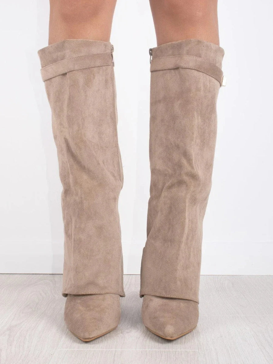 Fold-Over Boots with Golden Detail