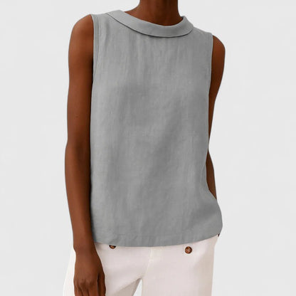 Linen Relaxed Fit Sleeveless Top for Women