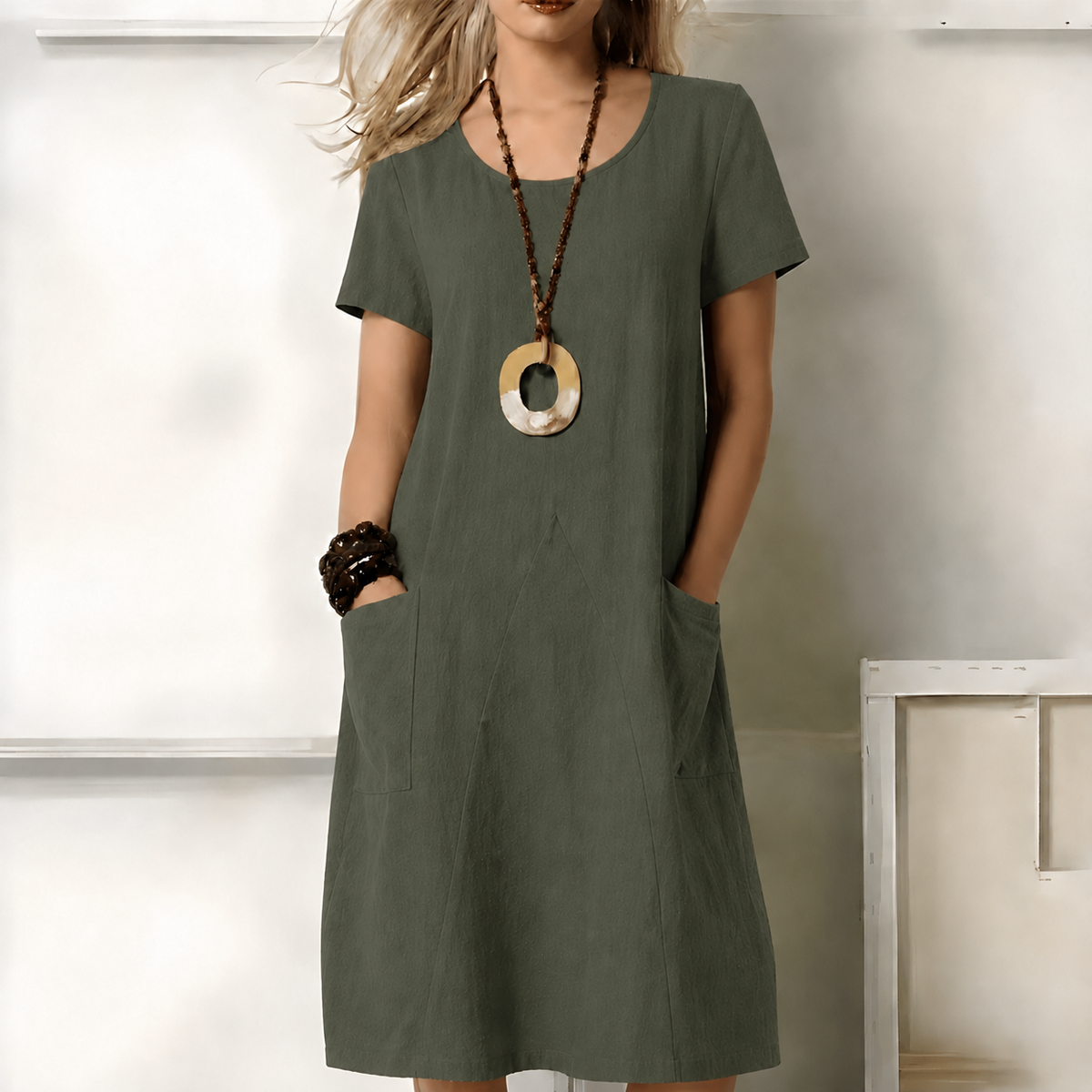 Boho Midi Dress Floral Print Long Sleeve Dress for Women