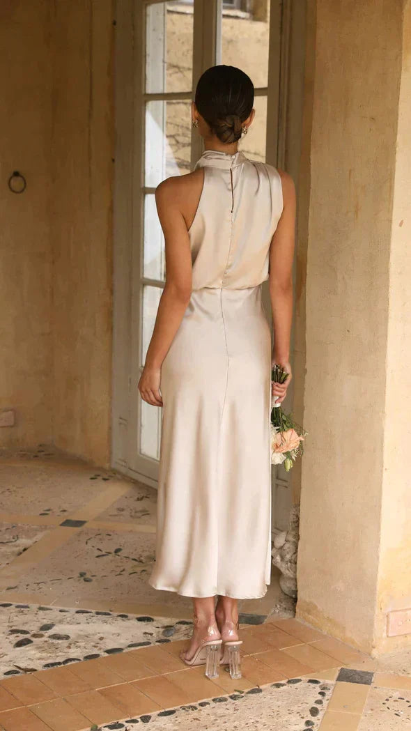 Backless Fitted Full-Length Maxi Dress with Open Back for Women