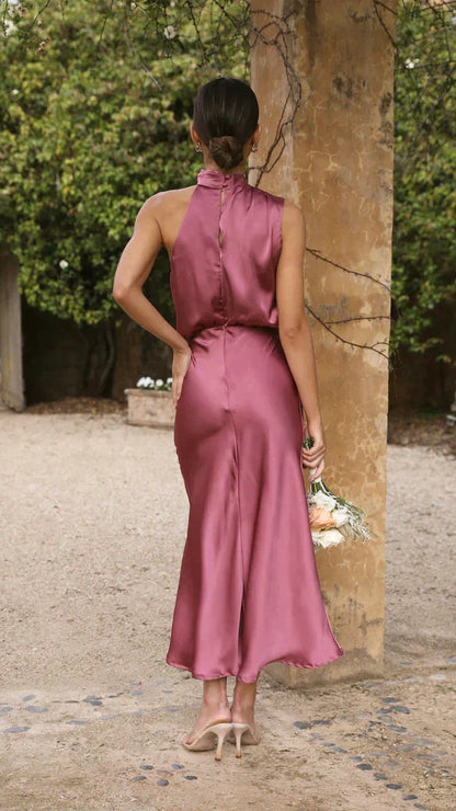 Backless Fitted Full-Length Maxi Dress with Open Back for Women
