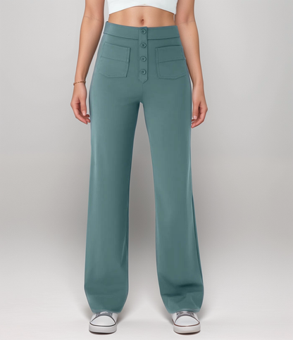 High Waisted Wide Leg Trousers with Sculpted Fit for Women