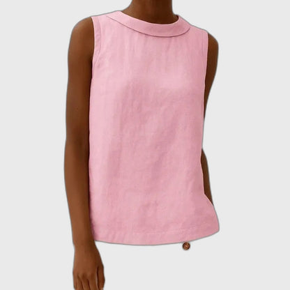 Linen Relaxed Fit Sleeveless Top for Women