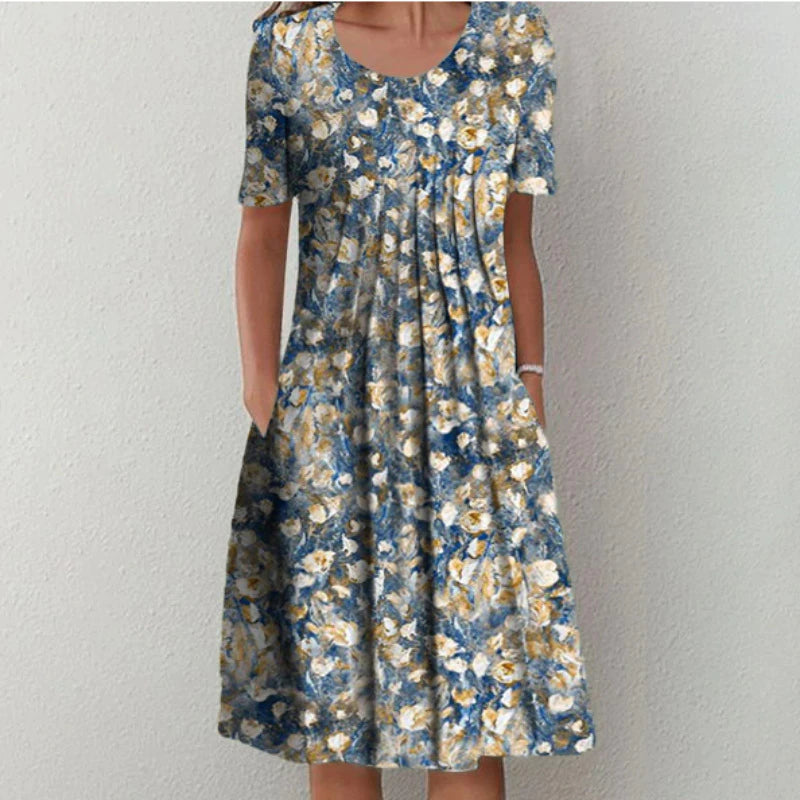 Floral A-Line Flared Maxi Dress with Sleeveless for Women
