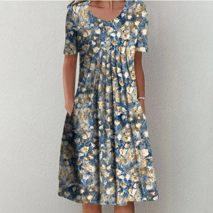 Floral A-Line Flared Maxi Dress with Sleeveless for Women