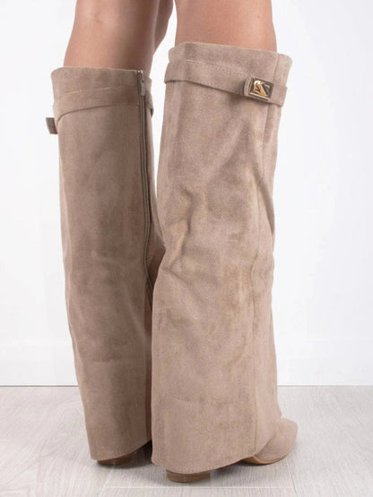 Fold-Over Boots with Golden Detail