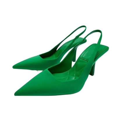 Kitten Heel Slingback Shoes Pointed Toe Slip-On Heels for Women