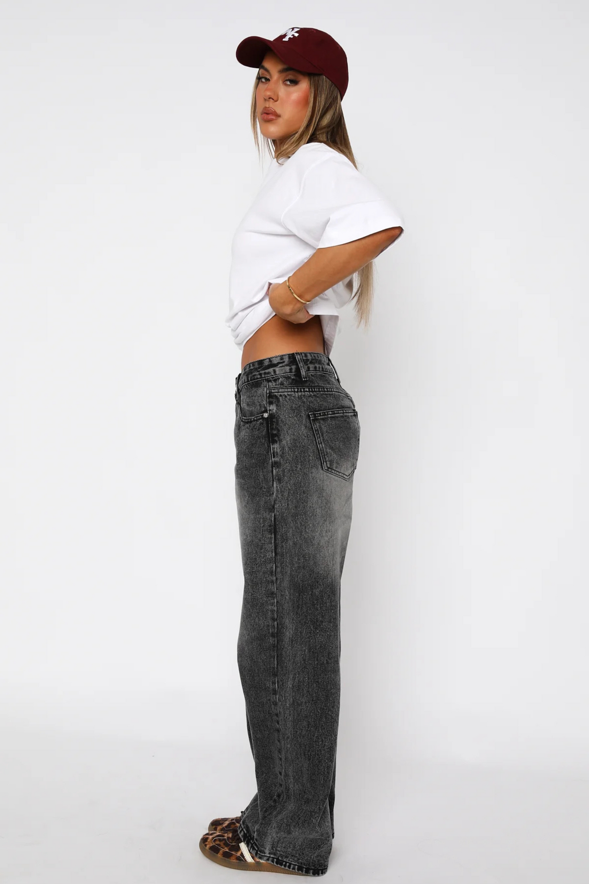 Denim Low-Rise Full-Length Wide Leg Jeans for Women