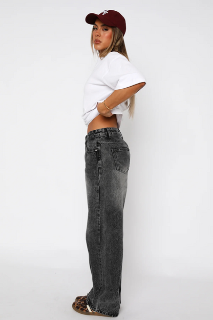 Denim Low-Rise Full-Length Wide Leg Jeans for Women