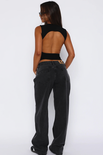 Denim Low-Rise Full-Length Wide Leg Jeans for Women