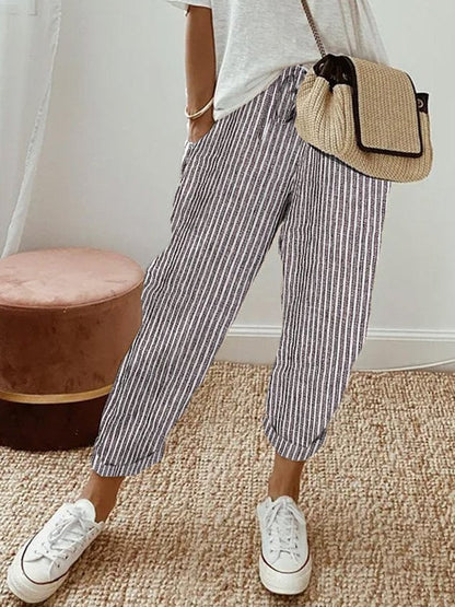 Striped Wide Leg Trousers for Women