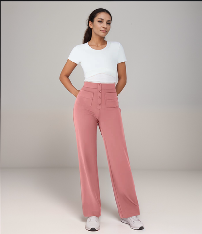 High Waisted Wide Leg Trousers with Sculpted Fit for Women