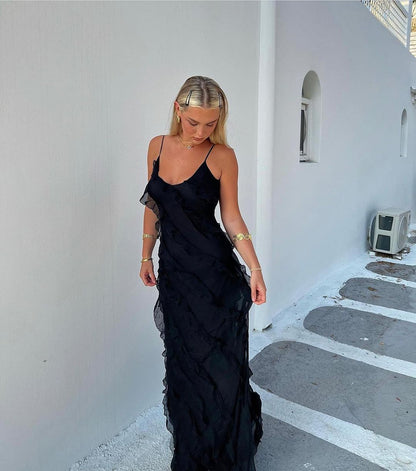 Ruffle Full-Length Summer Maxi Dress with Flowing for Women