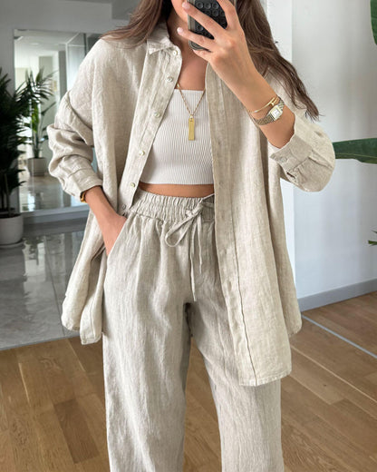 Relaxed Fit Full-Length Casual Two Piece Set for Women