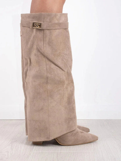 Fold-Over Boots with Golden Detail