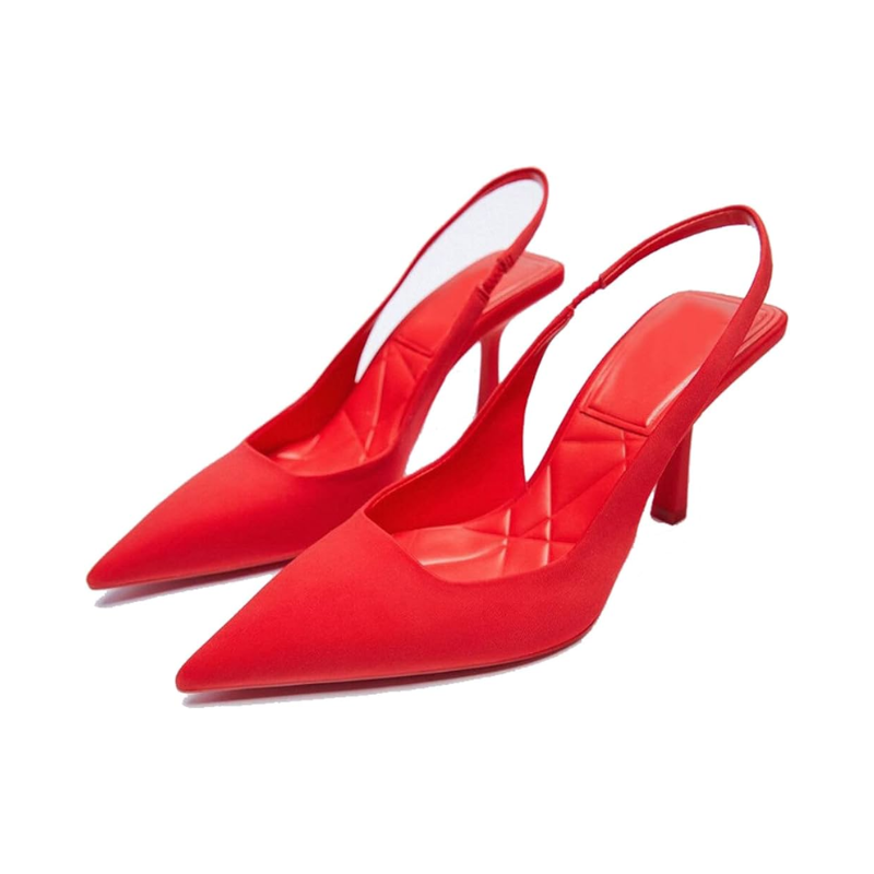 Kitten Heel Slingback Shoes Pointed Toe Slip-On Heels for Women