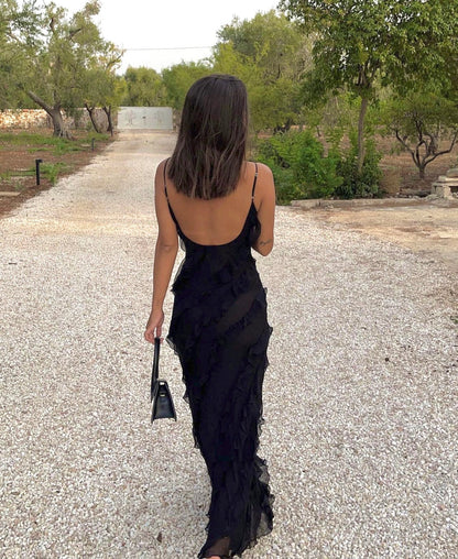 Ruffle Full-Length Summer Maxi Dress with Flowing for Women