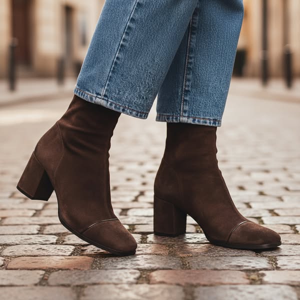 Ankle Boots with Faux Suede Finish