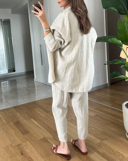 Relaxed Fit Full-Length Casual Two Piece Set for Women