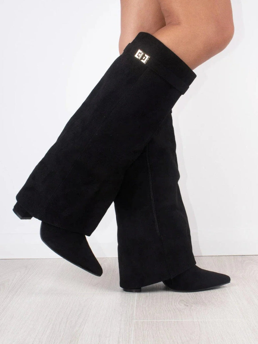 Fold-Over Boots with Golden Detail