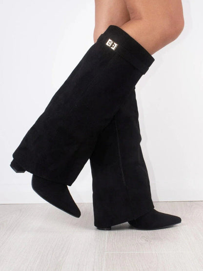 Fold-Over Boots with Golden Detail