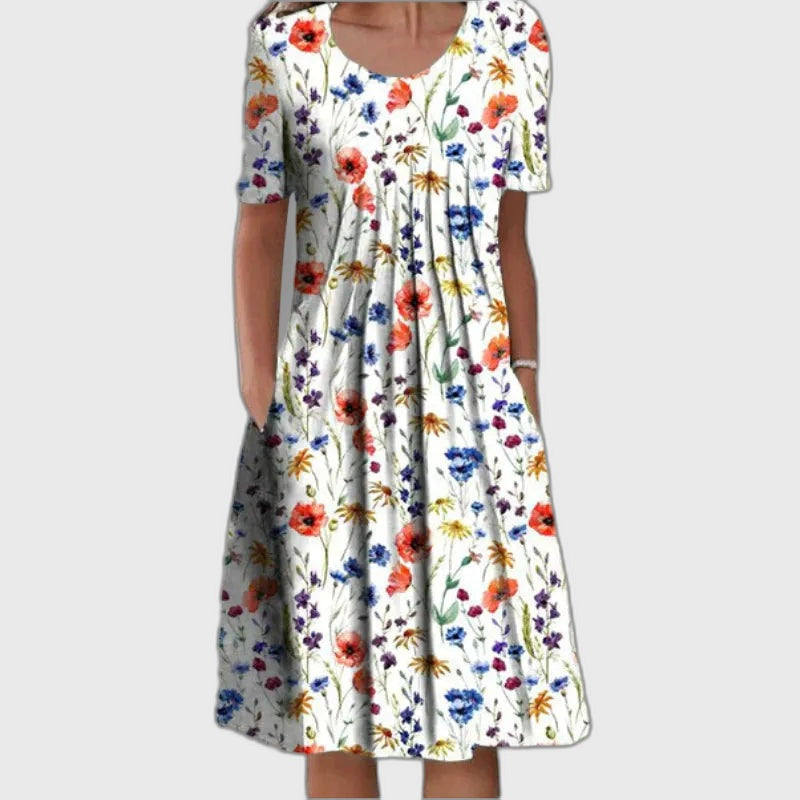 Floral A-Line Flared Maxi Dress with Sleeveless for Women