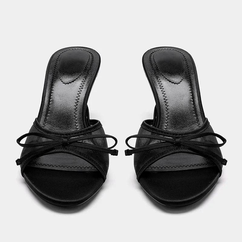Open Toe Kitten Heel Mule Sandals for Women