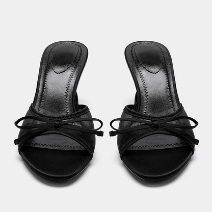 Open Toe Kitten Heel Mule Sandals for Women