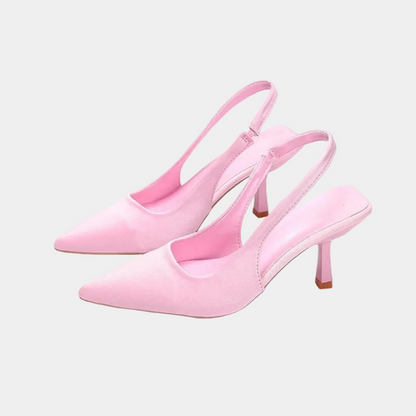 Kitten Heel Slingback Shoes Pointed Toe Slip-On Heels for Women