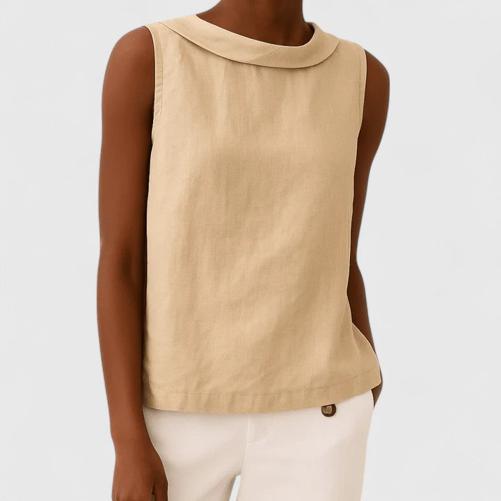 Linen Relaxed Fit Sleeveless Top for Women