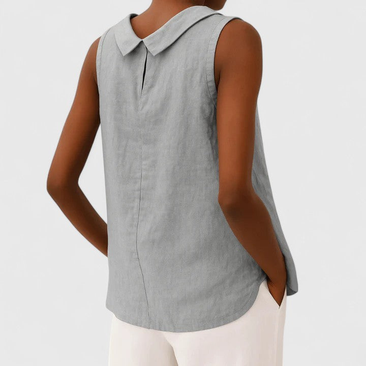 Linen Relaxed Fit Sleeveless Top for Women