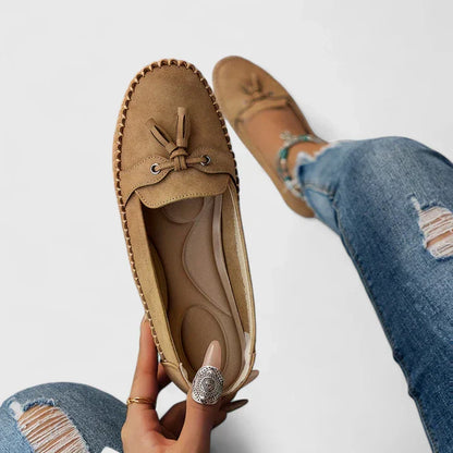 Suede Moccasin Loafers with Tassels for Women