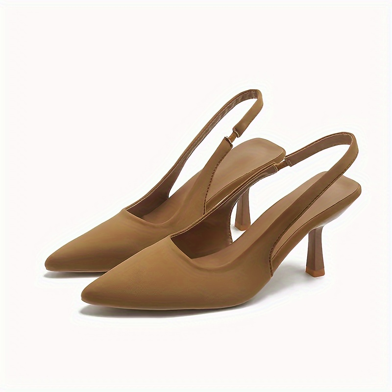 Kitten Heel Slingback Shoes Pointed Toe Slip-On Heels for Women
