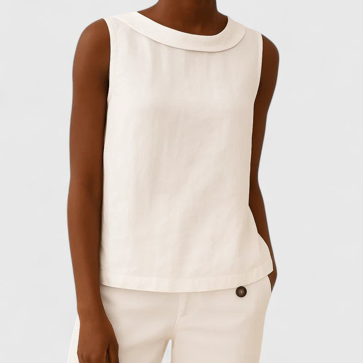 Linen Relaxed Fit Sleeveless Top for Women