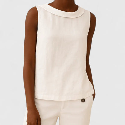 Linen Relaxed Fit Sleeveless Top for Women