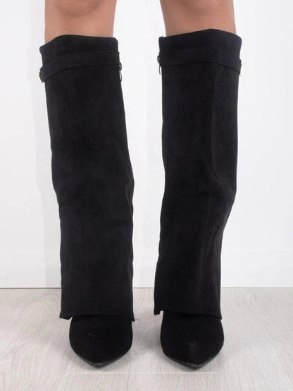 Fold-Over Boots with Golden Detail
