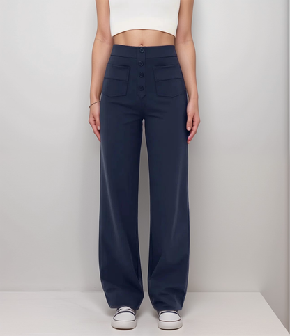 High Waisted Wide Leg Trousers with Sculpted Fit for Women