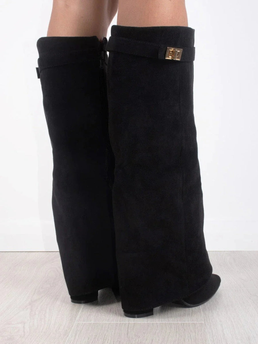 Fold-Over Boots with Golden Detail