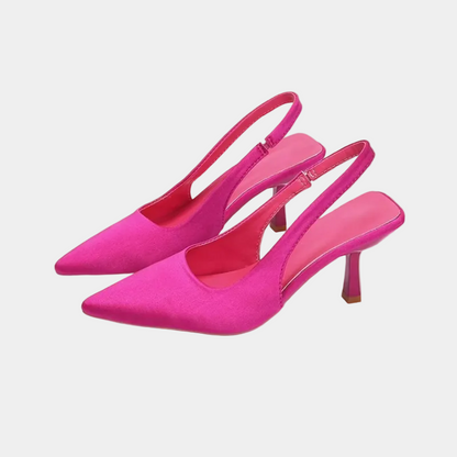 Kitten Heel Slingback Shoes Pointed Toe Slip-On Heels for Women