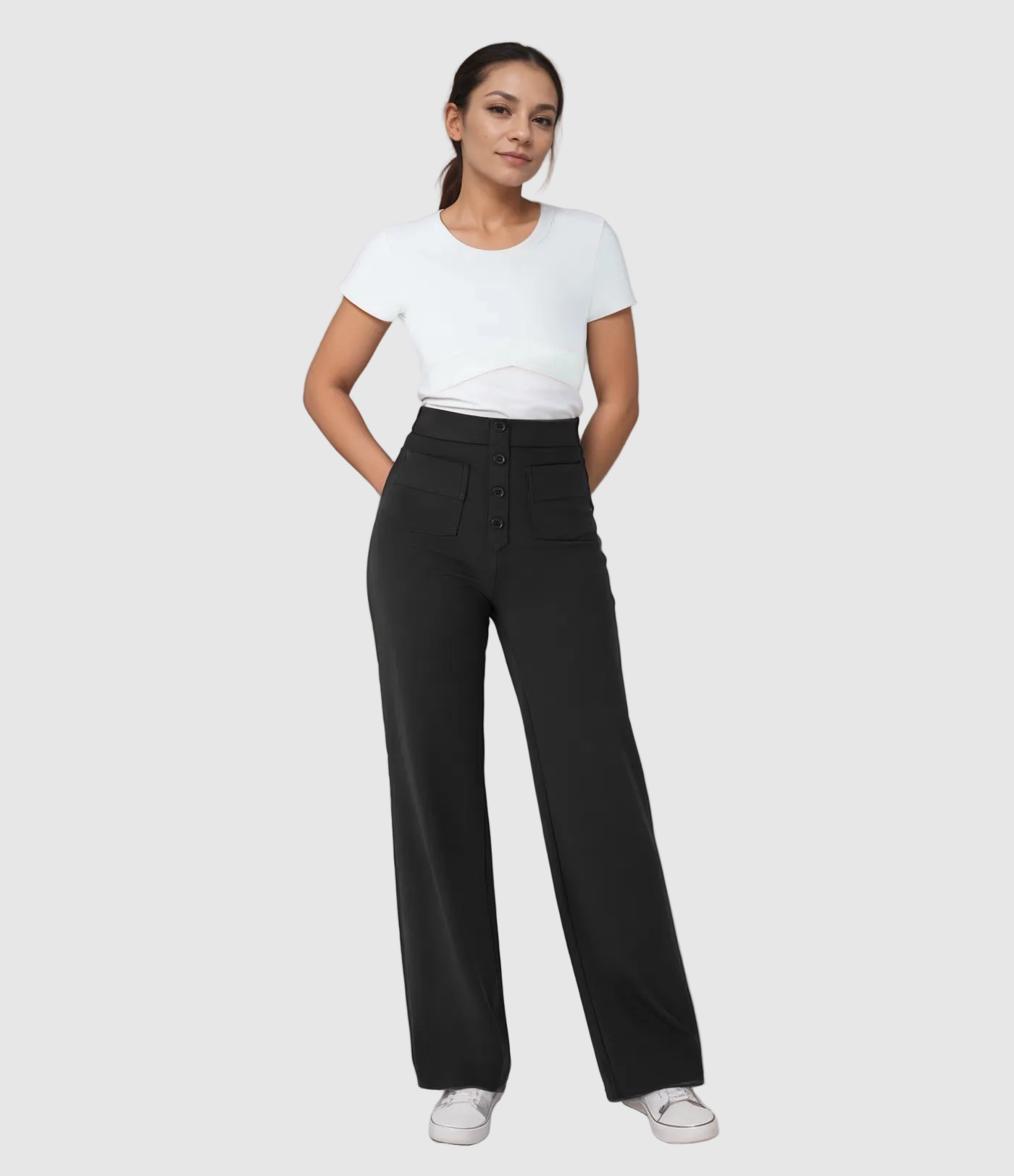 High Waisted Wide Leg Trousers with Sculpted Fit for Women