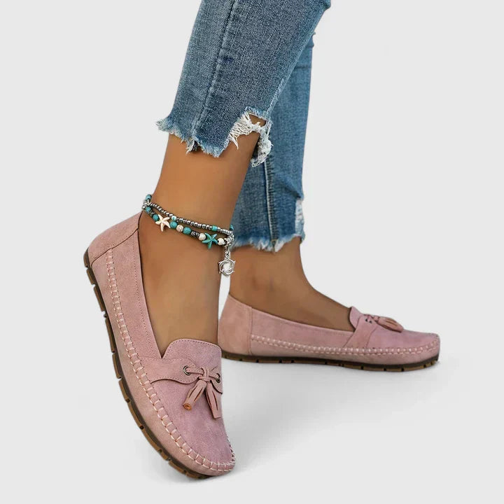 Suede Moccasin Loafers with Tassels for Women