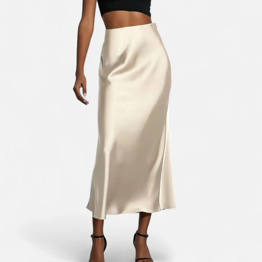 Satin Midi Skirt High Waist for women
