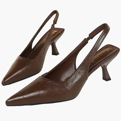 Pointed Toe Kitten Heel Slingback Shoes in Multiple Colours for Women