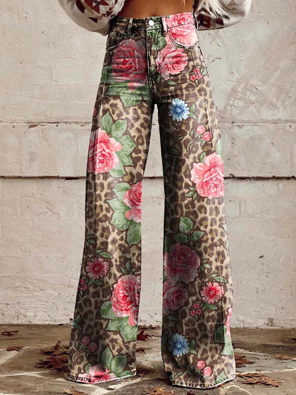 Wide Leg Trousers Printed Boho Floral & Pattern for Women