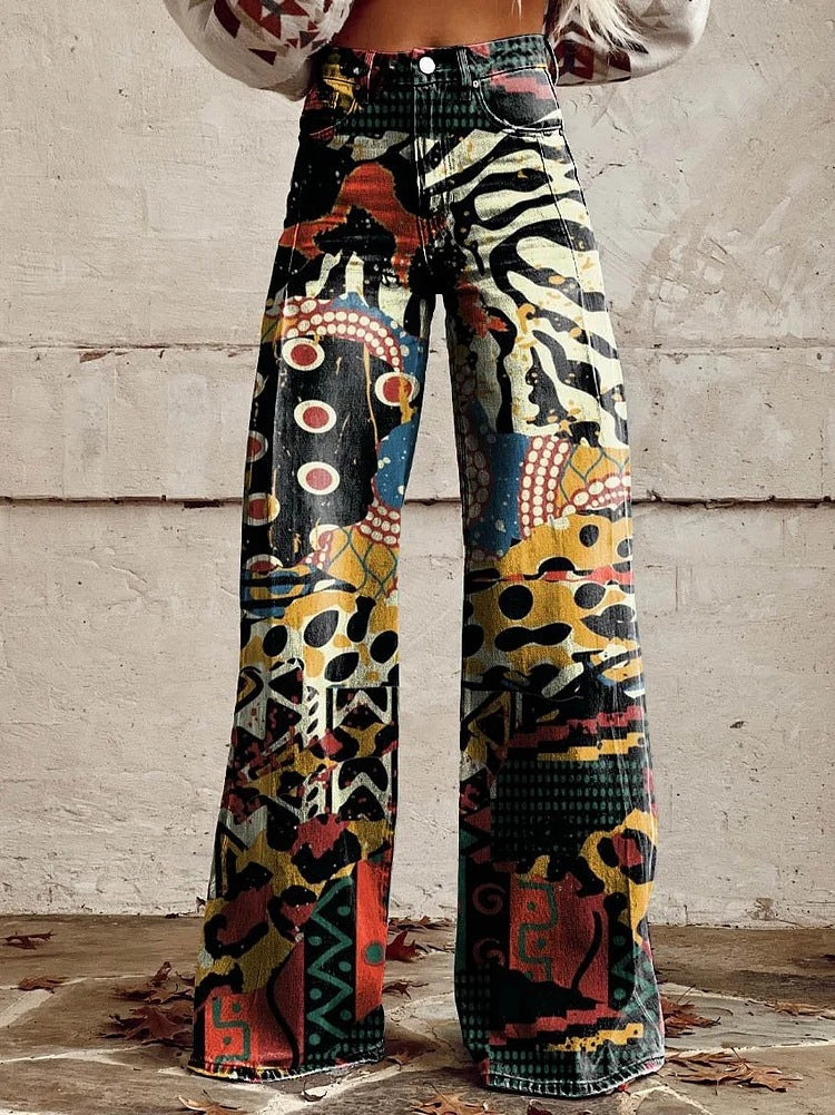 Wide Leg Trousers Printed Boho Floral & Pattern for Women