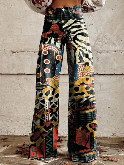Wide Leg Trousers Printed Boho Floral & Pattern for Women