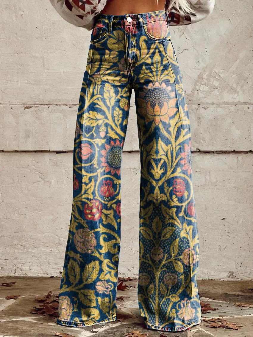 Wide Leg Trousers Printed Boho Floral & Pattern for Women