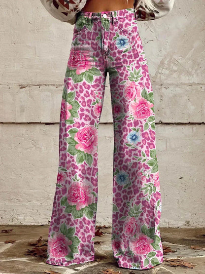 Wide Leg Trousers Printed Boho Floral & Pattern for Women